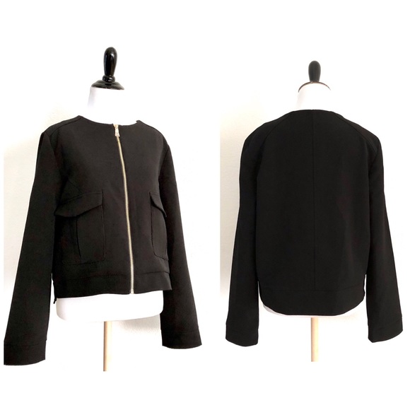 NWT FRNCH Cropped Zip Front Jacket Blazer Black - Picture 4 of 8